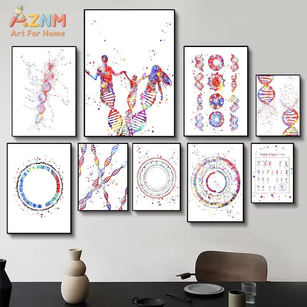 AZNM Colorful Watercolor DNA G - Medical Lab Posters review and price
